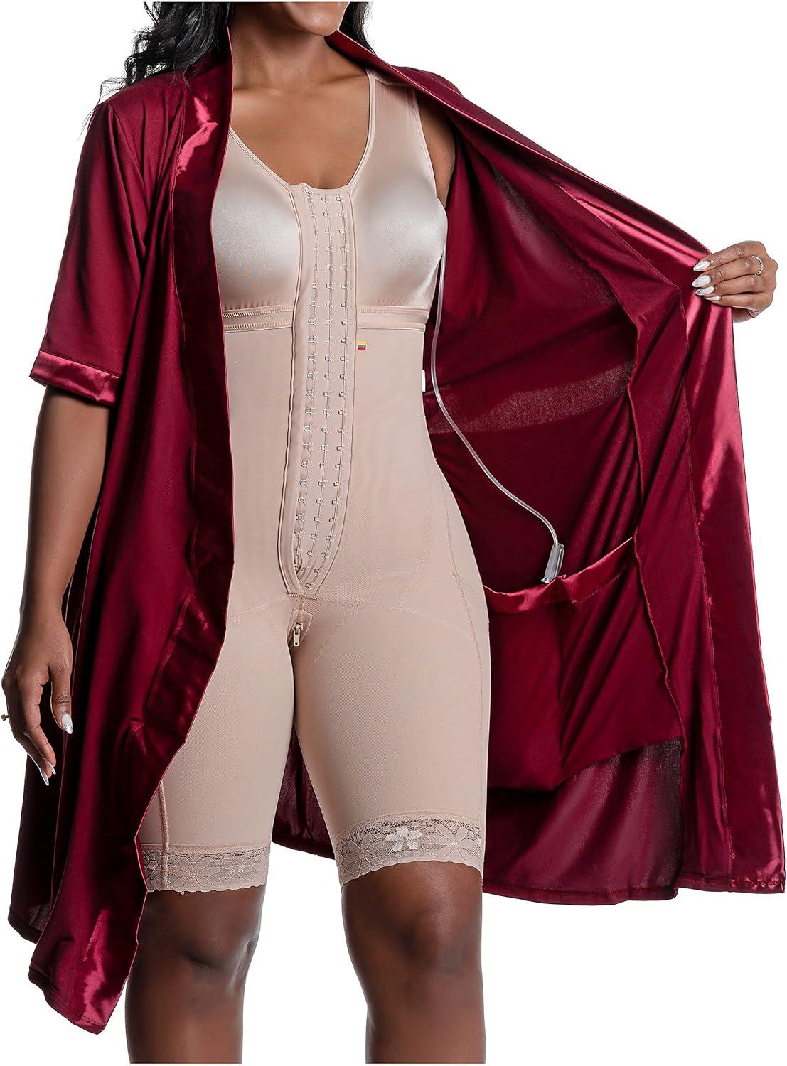 imageSnatched Body Surgical Op Recovery Womens Robe Post Surgery PJs with  Sleeves Red Wine PJ501 SM