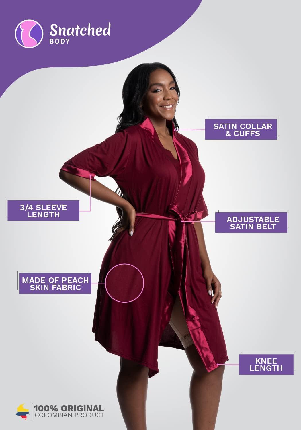 imageSnatched Body Surgical Op Recovery Womens Robe Post Surgery PJs with  Sleeves Red Wine PJ501 SM