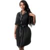 imageSnatched Body Surgical Op Recovery Womens Robe Post Surgery PJs with  Sleeves PJ501 Black SM