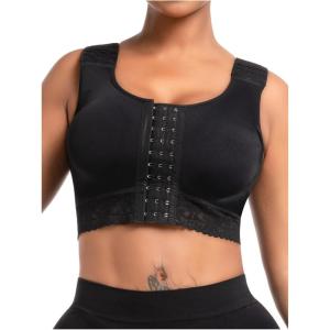 imageSnatched Body DC02L4 Mastectomy Posture Corrector Front Closure Breast Augmentation Post Surgery Bras for Women Black LDc02l4 Black