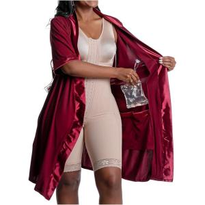 imageSnatched Body Surgical Op Recovery Womens Robe Post Surgery PJs with  Sleeves Red Wine PJ501 SM
