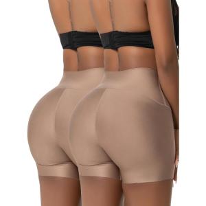 imageSnatched Body Butt Lifting High Waisted Tummy Control Biker Womens Seamless Shorts Seamless Compression Booty Boyshorts2pack Cocoa